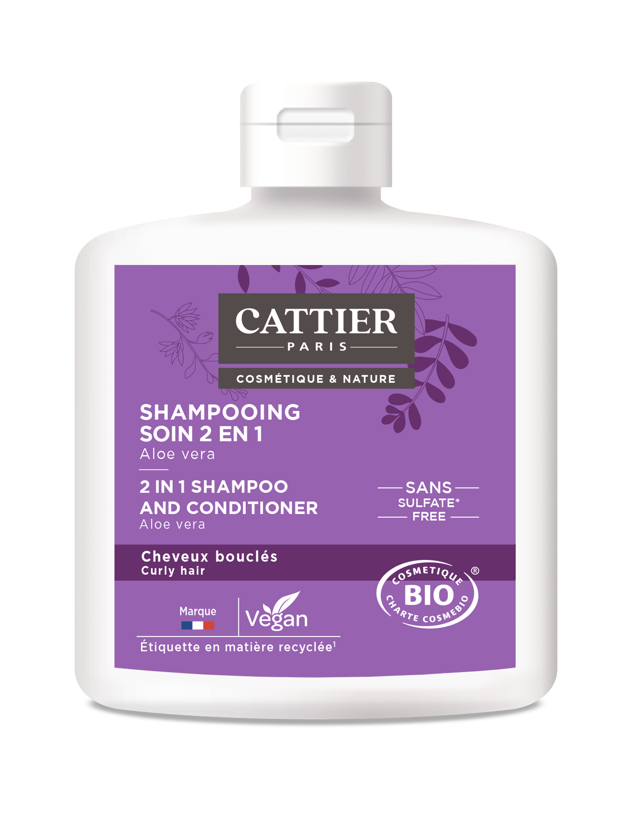 Cattier Shampooing soin 2en1 cheveux bouclés 250ml