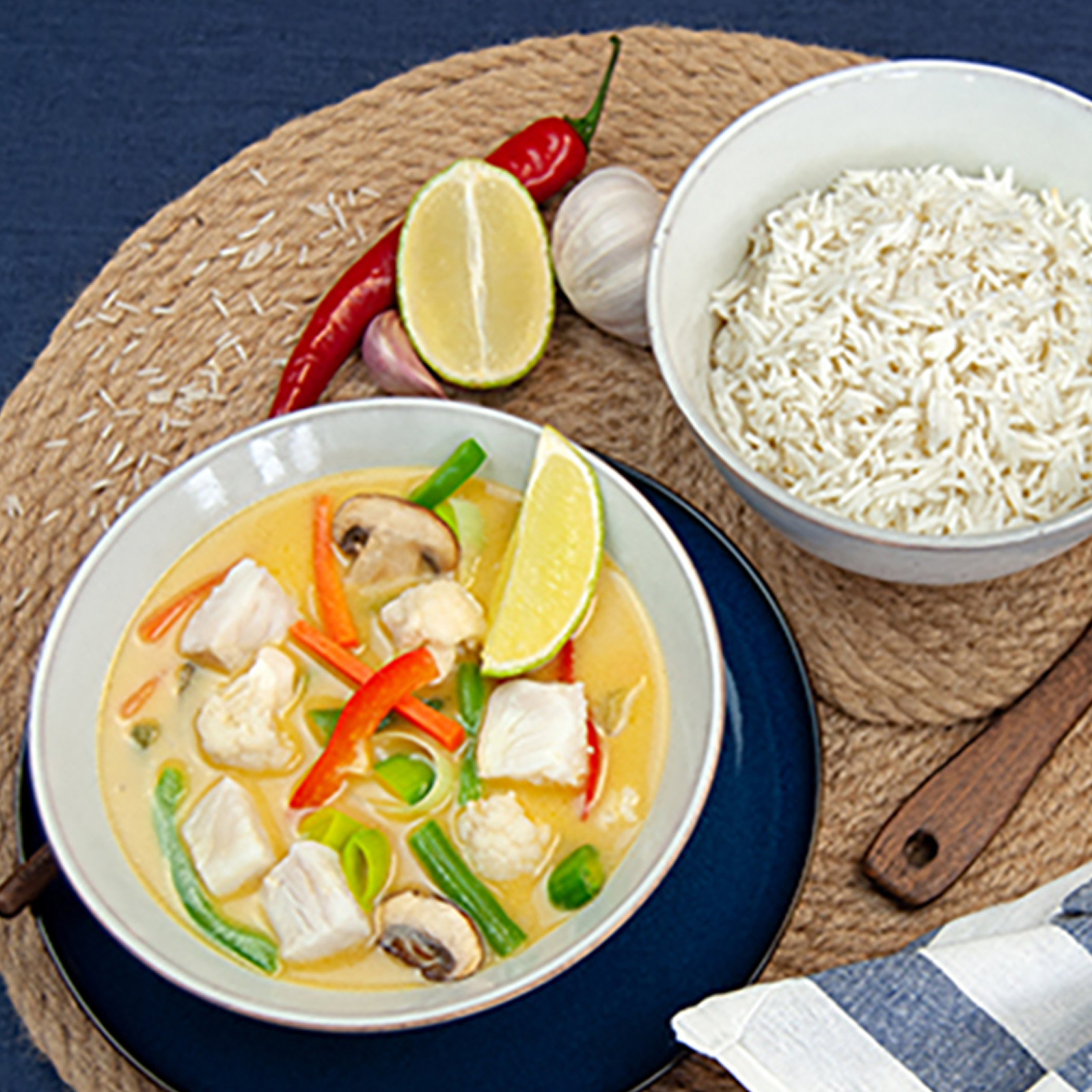 Kabeljauw curry met Thaise currypasta