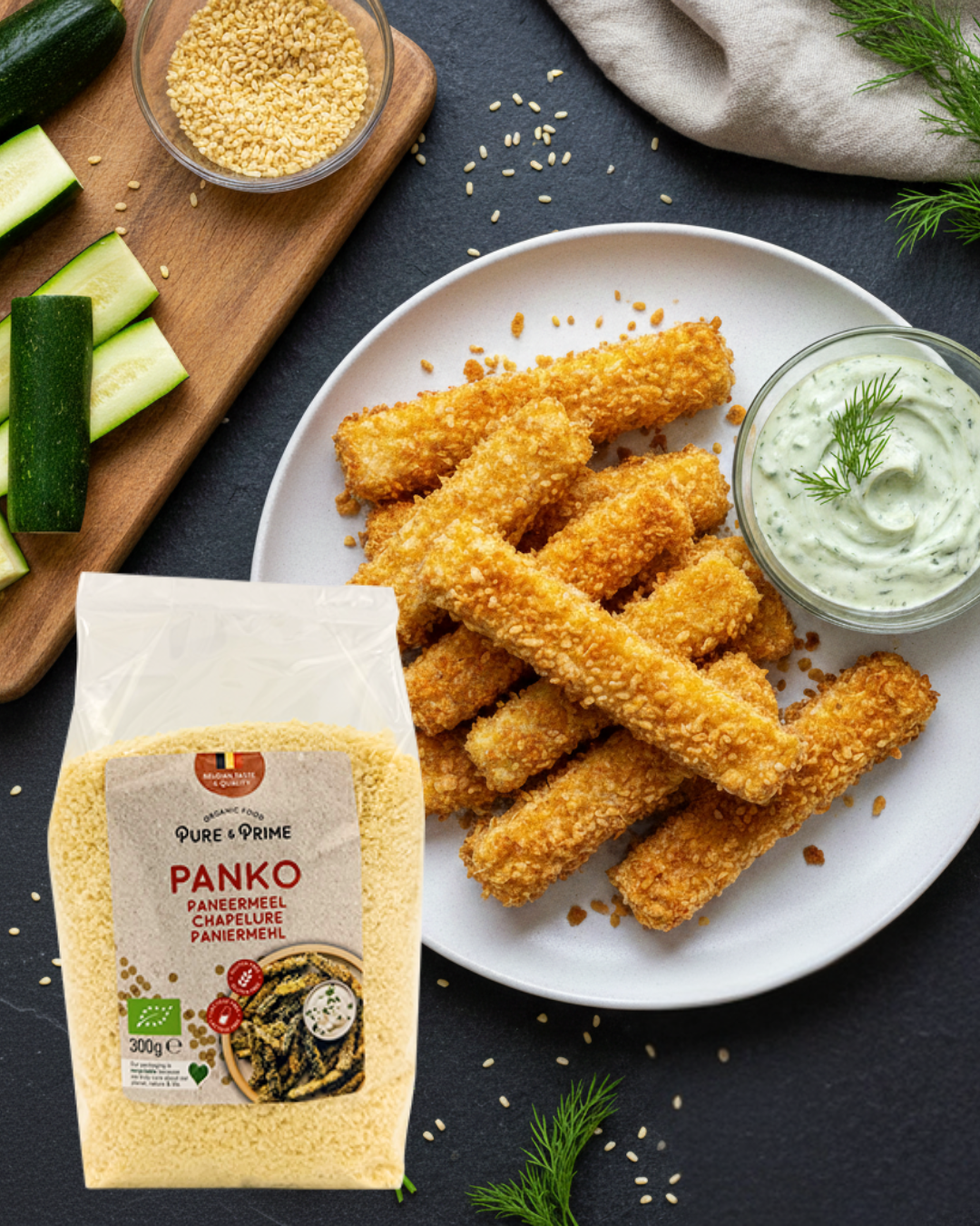 Scampi met panko en srirachamayonaise