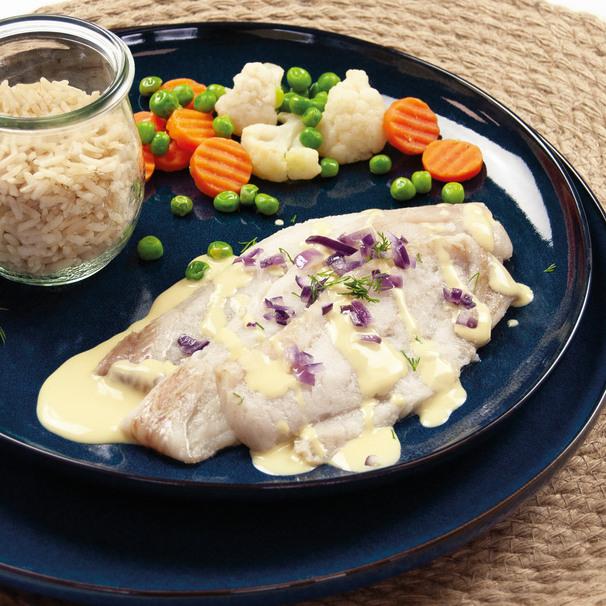 Schelvisfilet met mosterd-room-dillesaus